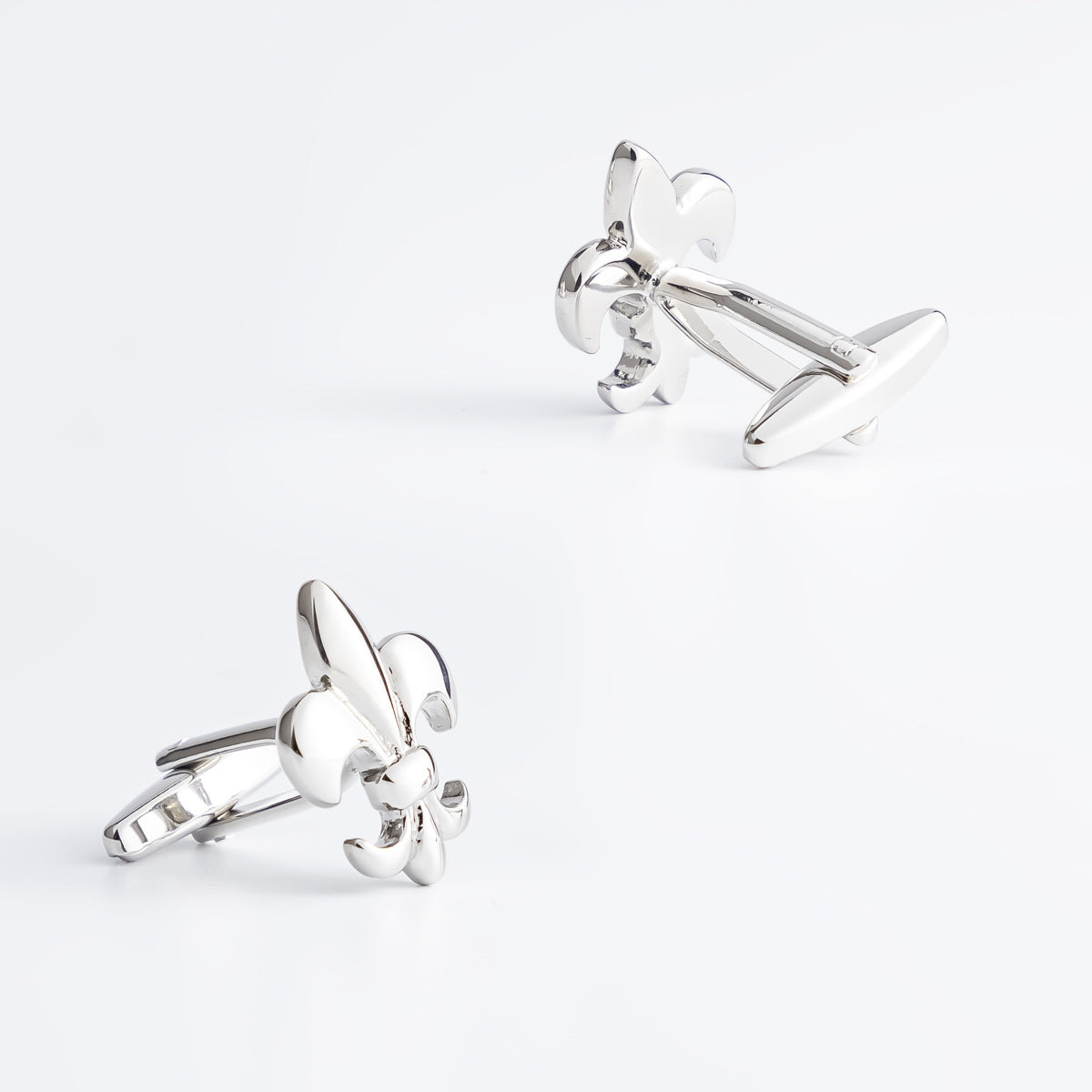 Men’s Silver Fleur-de-Lis Cufflinks – Classic Floral French Shirt Cuff Links