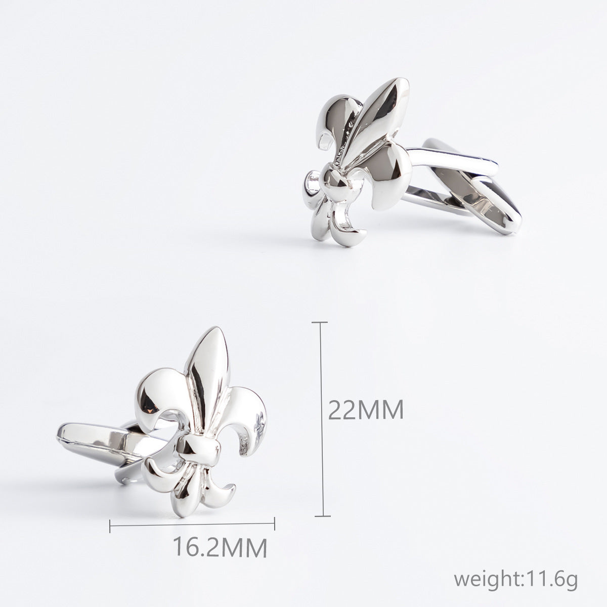 Men’s Silver Fleur-de-Lis Cufflinks – Classic Floral French Shirt Cuff Links