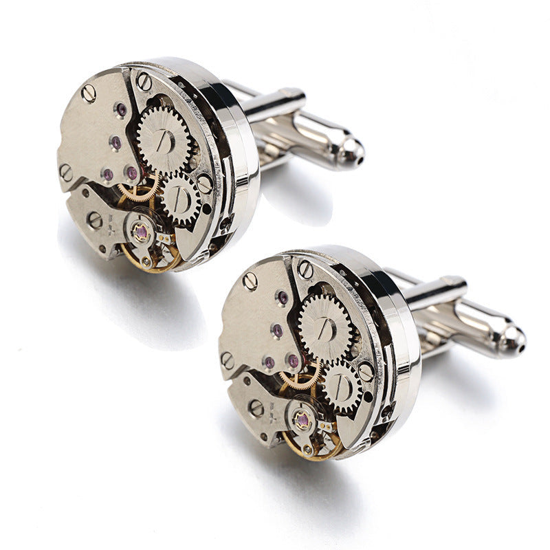 Luxury Watch Movement Cufflinks for Men – Mechanical Gear French Shirt Cuff Links