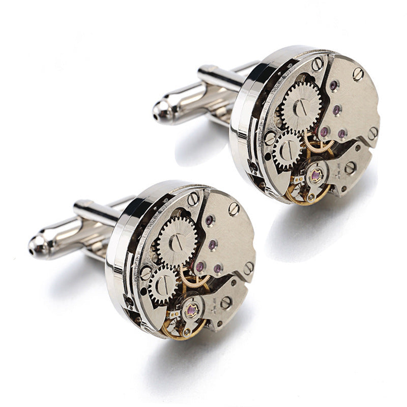 Luxury Watch Movement Cufflinks for Men – Mechanical Gear French Shirt Cuff Links