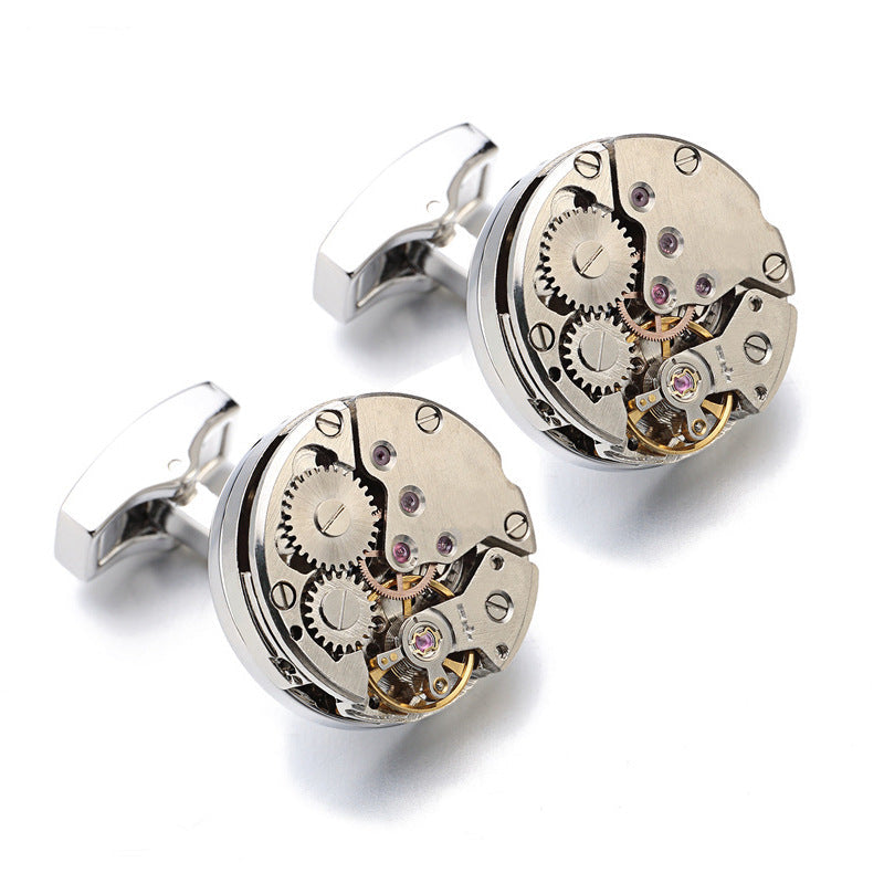 Luxury Watch Movement Cufflinks for Men – Mechanical Gear French Shirt Cuff Links