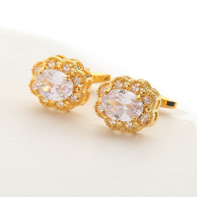 Gold Crystal Cufflinks for Men