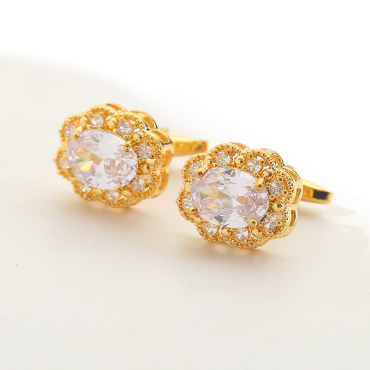 Gold Crystal Cufflinks for Men