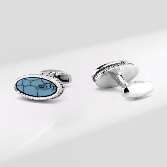 Vintage Blue Turquoise Cufflinks for Men