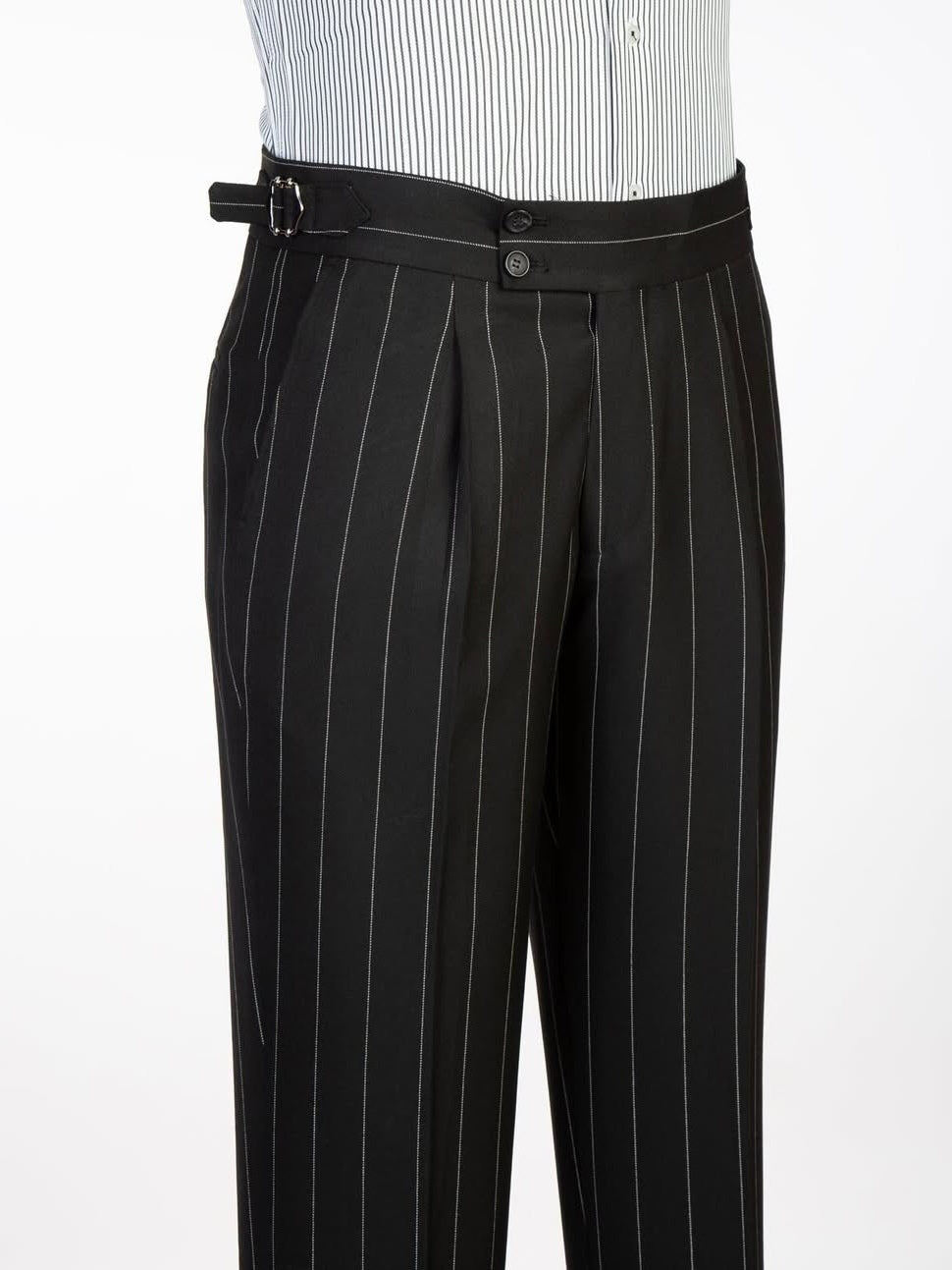 Black Striped 3 Piece 2 Button Peak Lapel suit