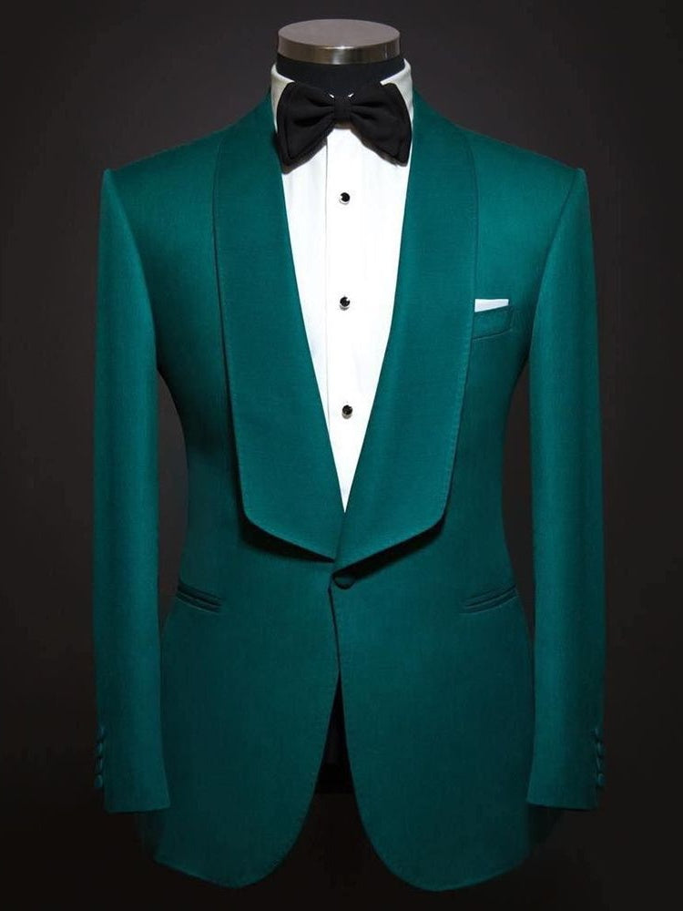 Green 2-Piece Single-Breasted Shawl Lapel Suit
