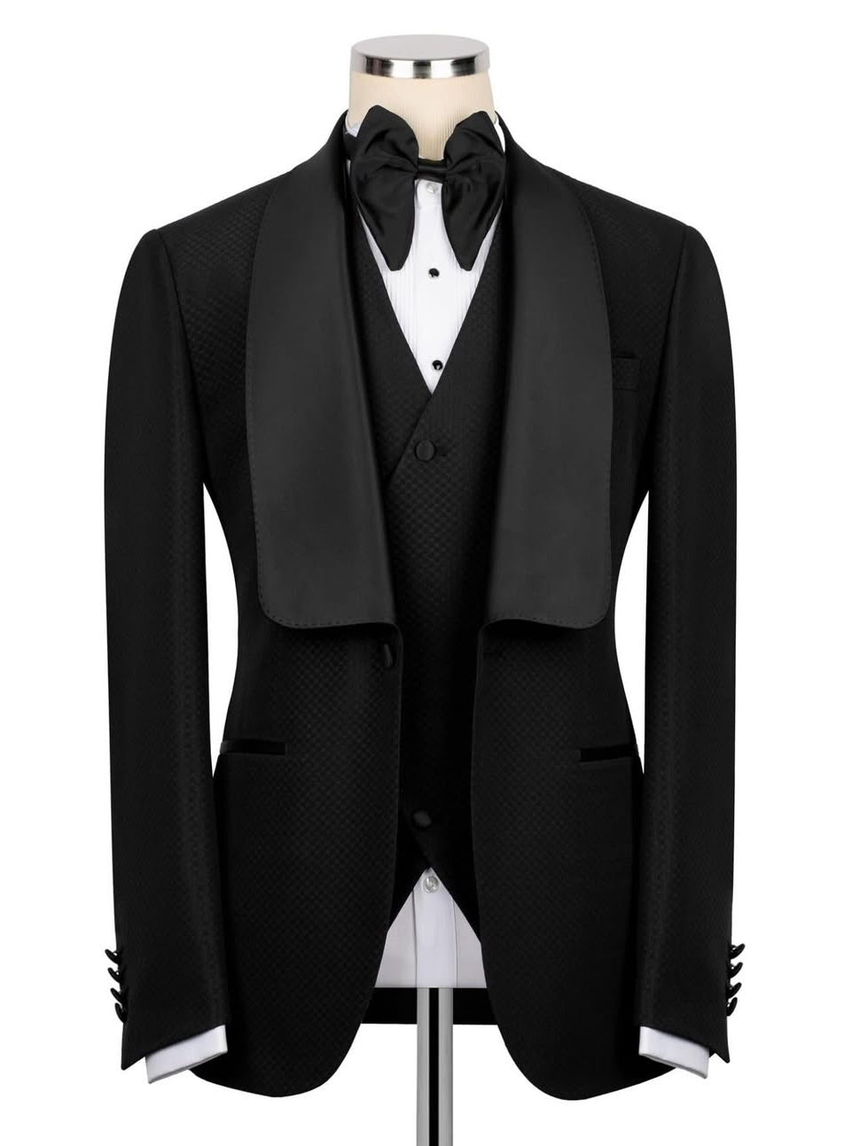 Black 3-Piece Single-Breasted Shawl Lapel Prom & Wedding Suit