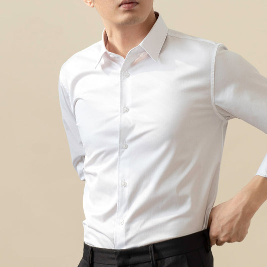 Men’s White Wrinkle-Resistant Dress Shirt