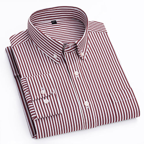 Men’s Red Striped Shirt – Long Sleeve, Breathable & Casual