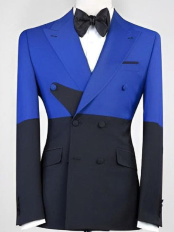 Men’s Two-Tone Blue & Black Double-Breasted 2 piece Suit