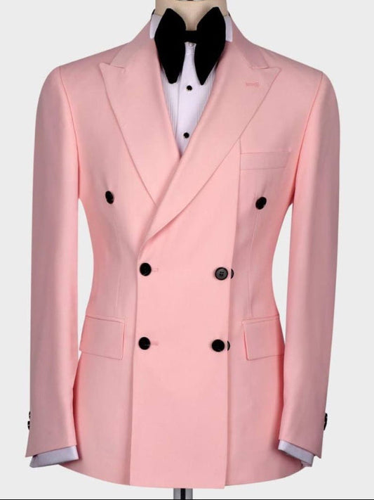 Light Pink 2-Piece Double-Breasted Peak Lapel Wedding Suit