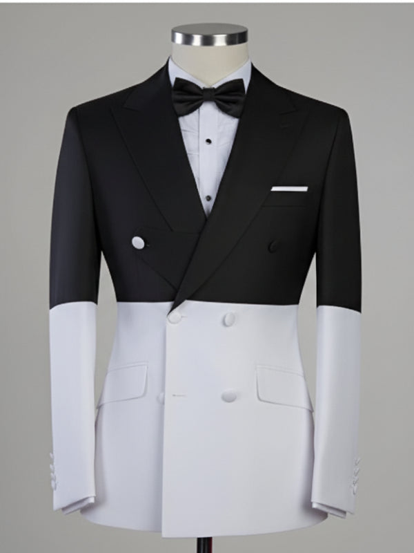 Men’s Two-Tone White & Black Double-Breasted 2 piece Suit
