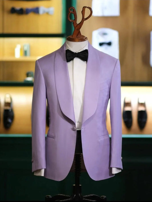 Purple One-Button Shawl Lapel 2-Piece Suit – Slim Fit Prom & Wedding Set