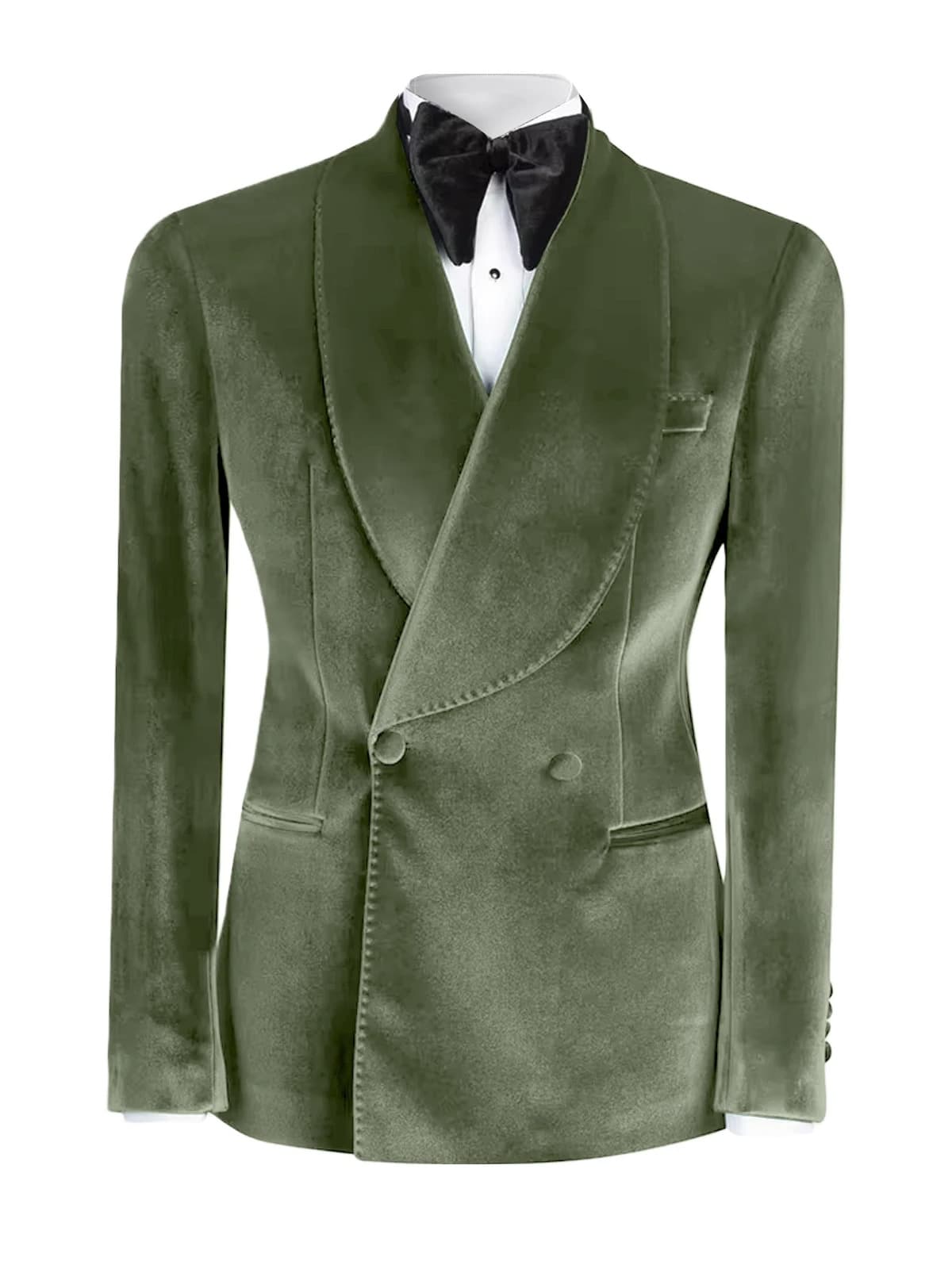 Green Velvet Tuxedo Suit for Men – Luxury Prom & Wedding Slim Fit Suit
