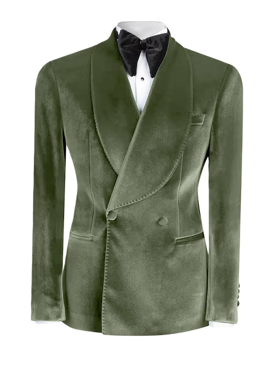 Green Velvet Tuxedo Suit for Men – Luxury Prom & Wedding Slim Fit Suit