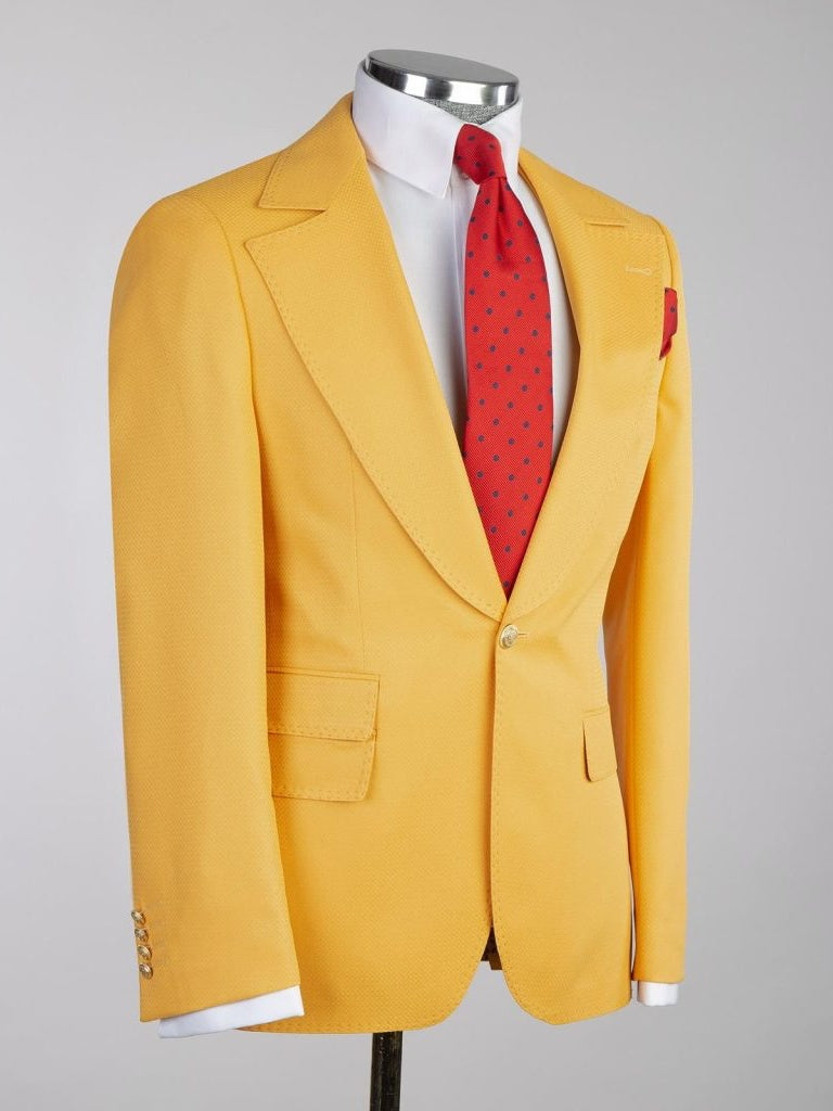 Luxury Yellow 3 Piece Double Breasted Slim Fit Formal Wedding Tuxedo for Men