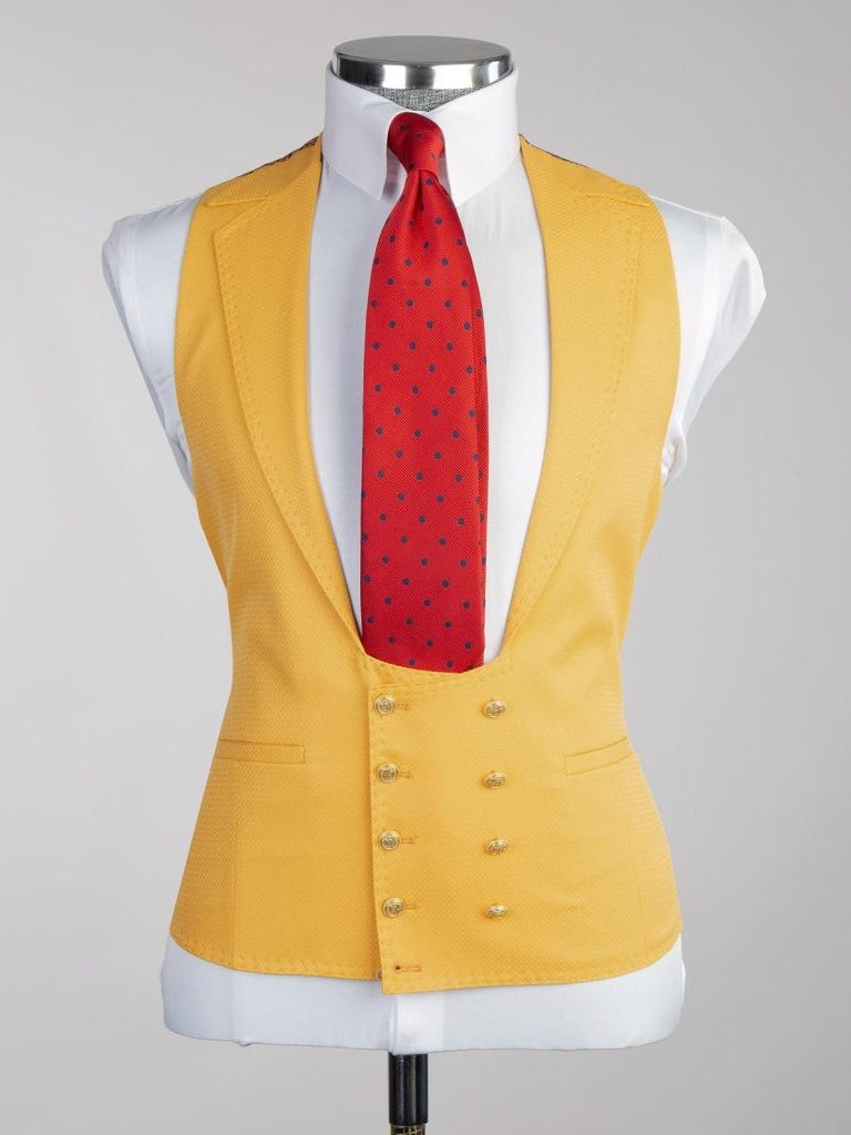 Luxury Yellow 3 Piece Double Breasted Slim Fit Formal Wedding Tuxedo for Men