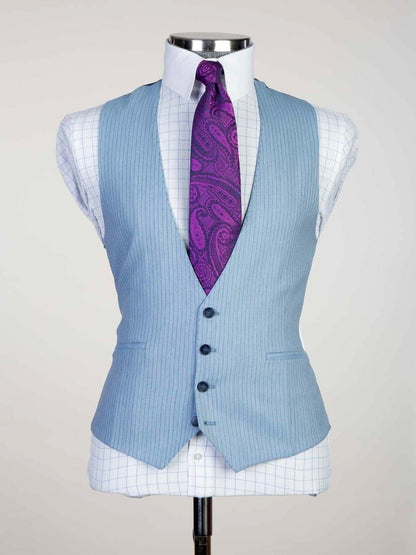 Luxury Light blue striped 3 Pieces Single Breasted Slim Fit Formal Wedding Tuxedo for Men