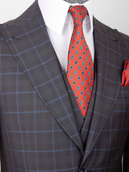 Luxury Gray plaid 3 Piece Single Breasted Slim Fit Formal Tuxedo for Men