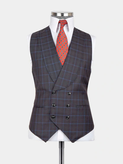 Luxury Gray plaid 3 Piece Single Breasted Slim Fit Formal Tuxedo for Men