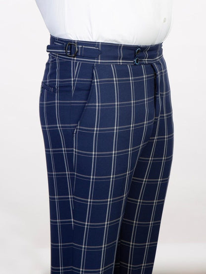Dark Blue plaid 3 Piece Single Breasted Slim Fit Formal Tuxedo for Men