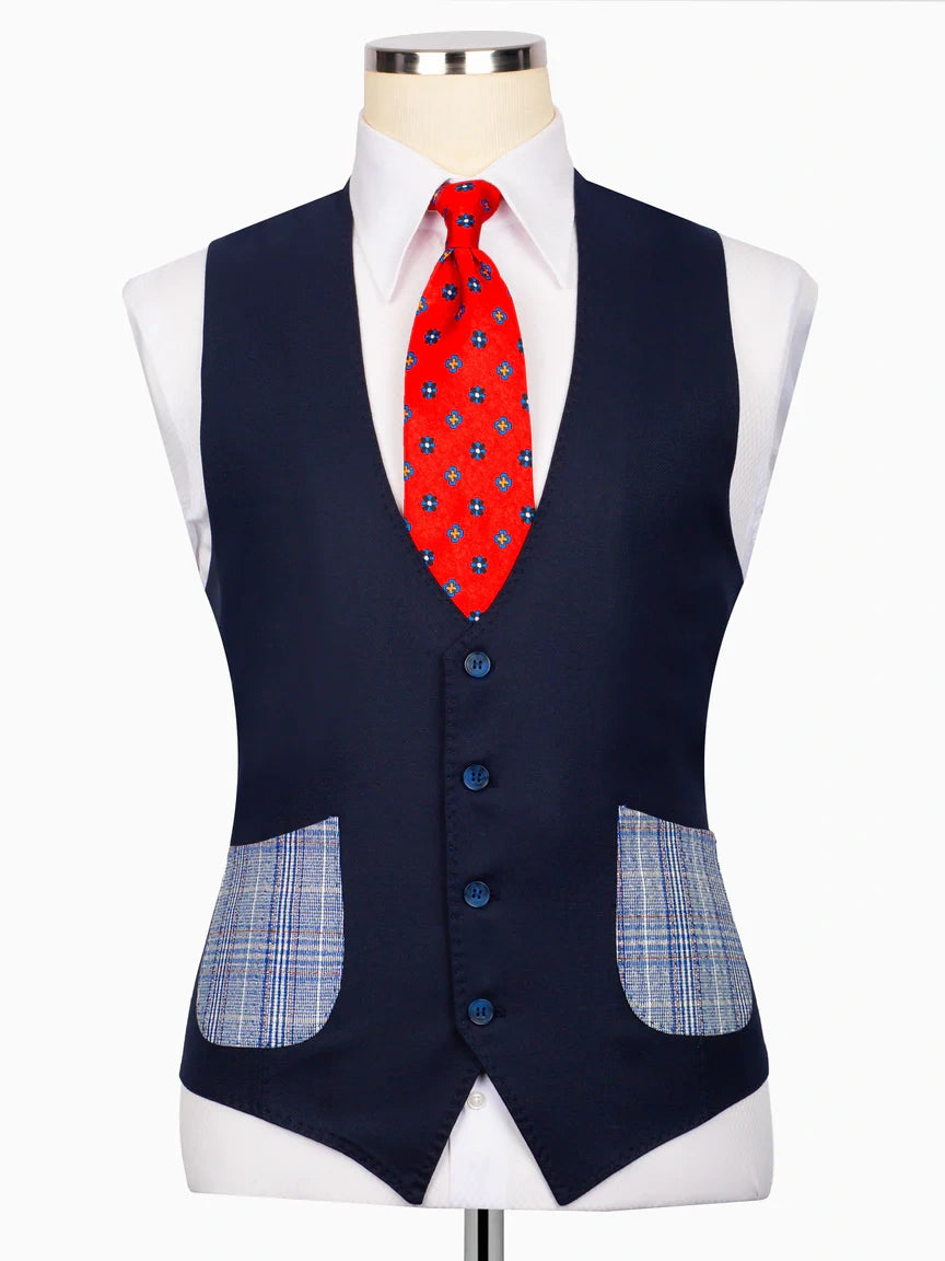 Sky blue plaid 3 Piece Double Breasted Slim Fit Formal Suit