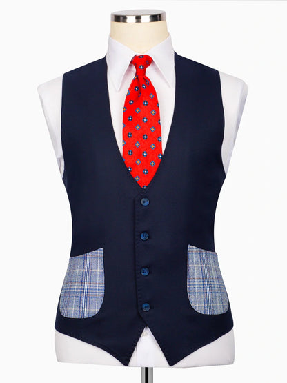Sky blue plaid 3 Piece Double Breasted Slim Fit Formal Suit