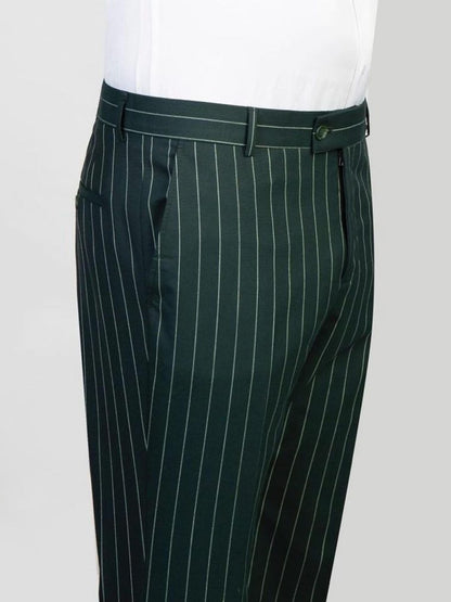 Emerald Green Pinstripe Double-Breasted 2-Piece Suit for Men