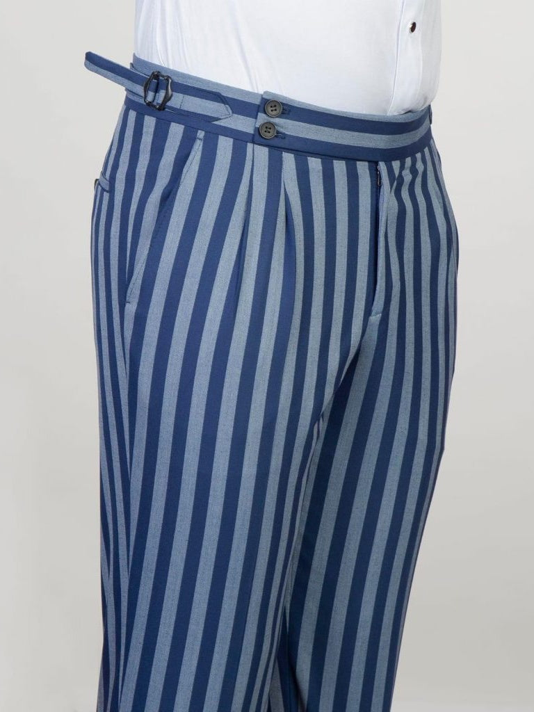 Men’s Blue Striped 2-Button 3-Piece Suit – Classic Formal & Wedding Suit