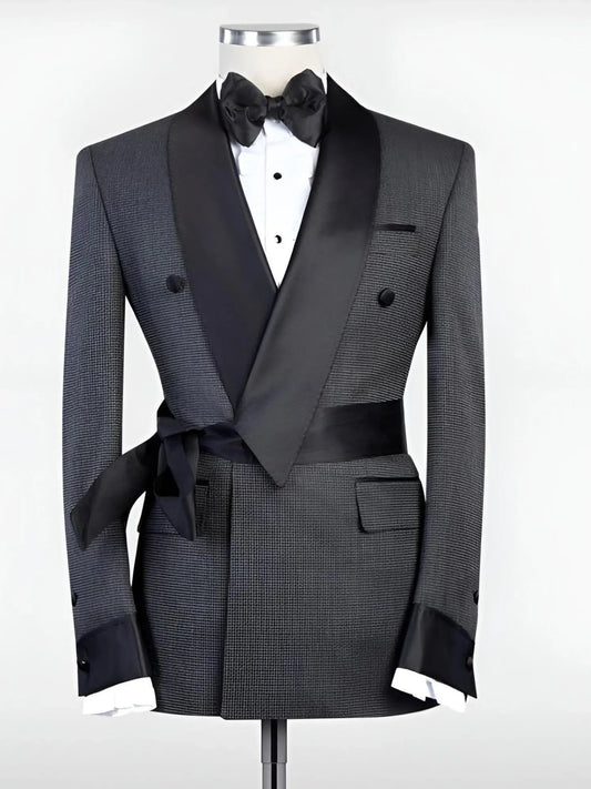 Classic Men’s Suit with Black Belt – Modern 2-Piece Formal & Business Style