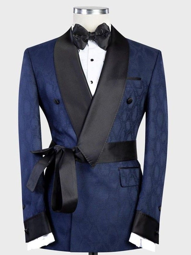 Classic Navy Men’s Suit with Black Belt – Modern 2-Piece Formal & Prom Style