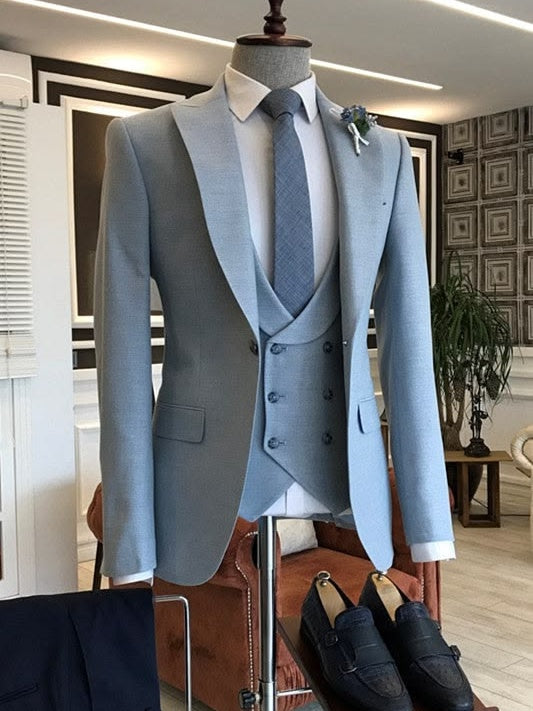 Light Blue 3-Piece Suit for Men – Modern Wedding & Groom Style