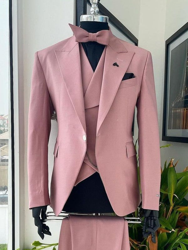 Pink 3-Piece Suit for Men – Modern Wedding & Groom Style