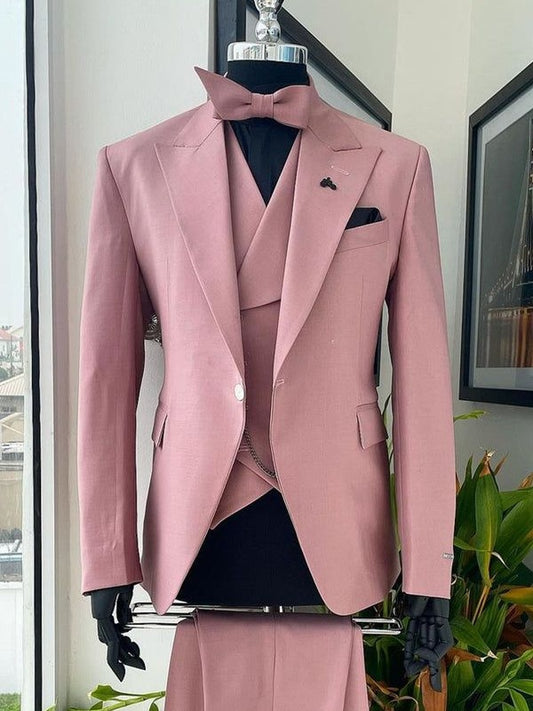 Pink 3-Piece Suit for Men – Modern Wedding & Groom Style