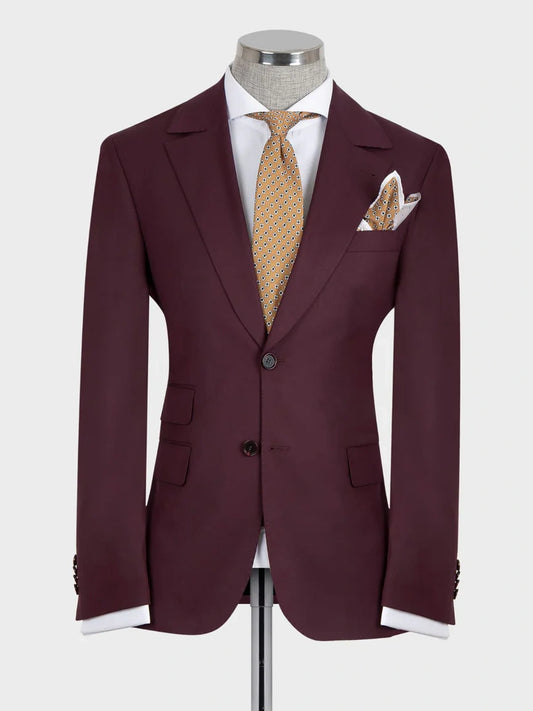 Burgundy Single-Breasted Formal Suit for Prom & Wedding