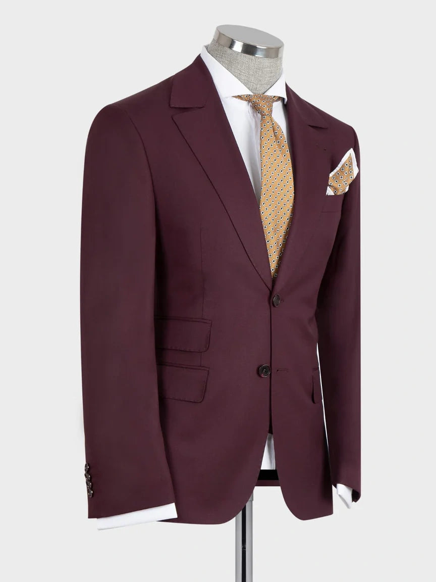 Burgundy Single-Breasted Formal Suit for Prom & Wedding