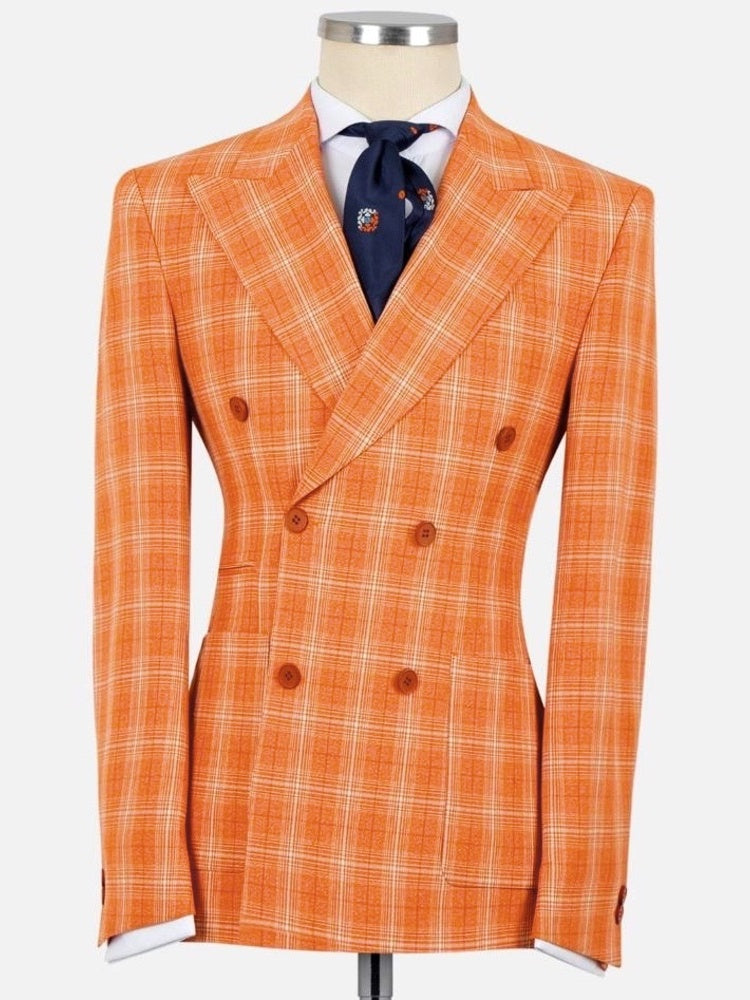 Orange Plaid Prom Suit for Men – Sharp Statement Style