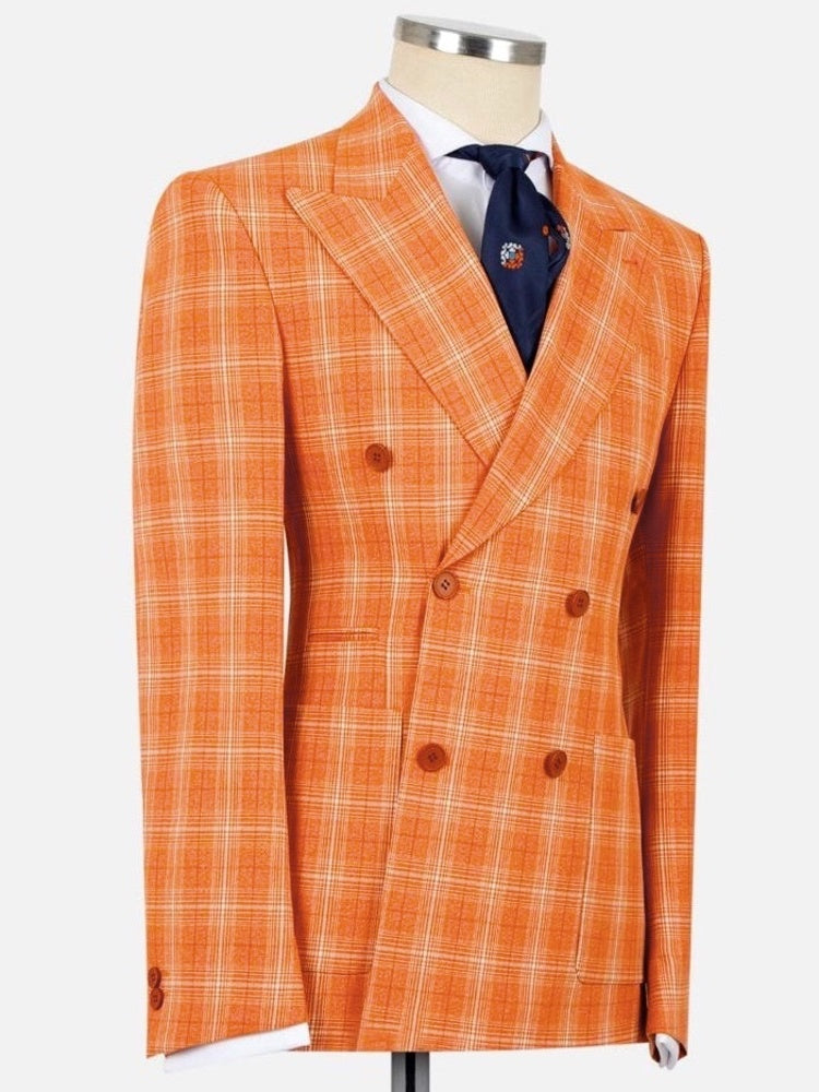 Orange Plaid Prom Suit for Men – Sharp Statement Style