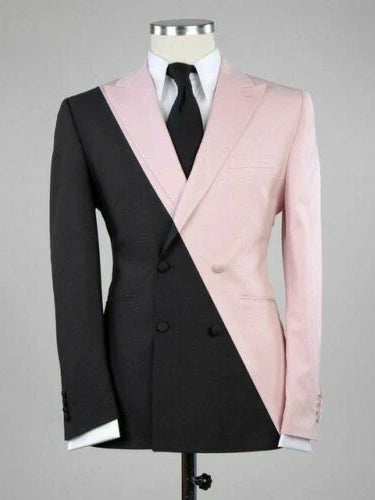 Men’s Two-Tone Black & Pink Double-Breasted Fashion Suit