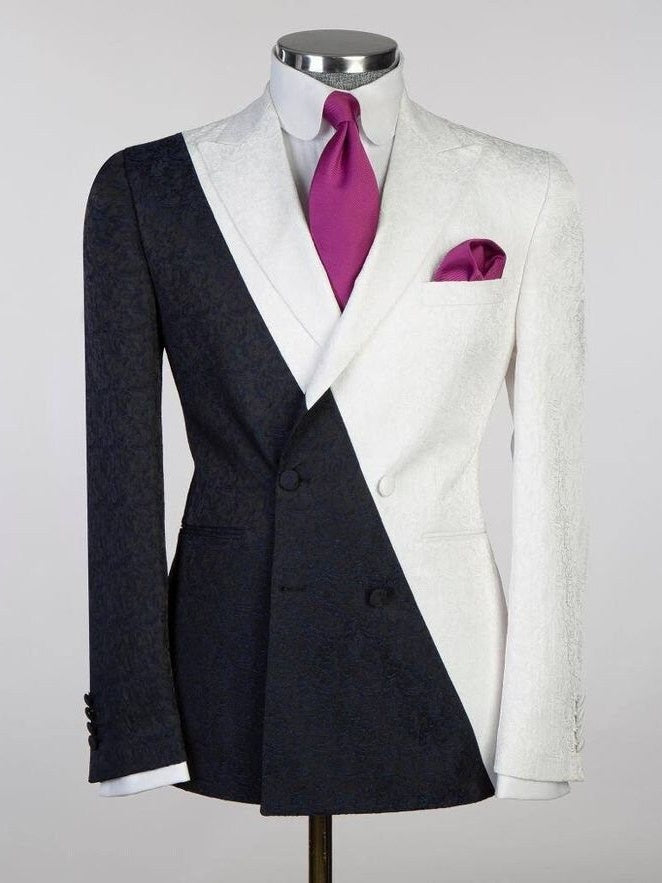 Men’s Two-Tone Black & White Double-Breasted Fashion Suit