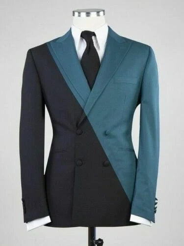 Men’s Two-Tone Black & Blue Double-Breasted Fashion Suit