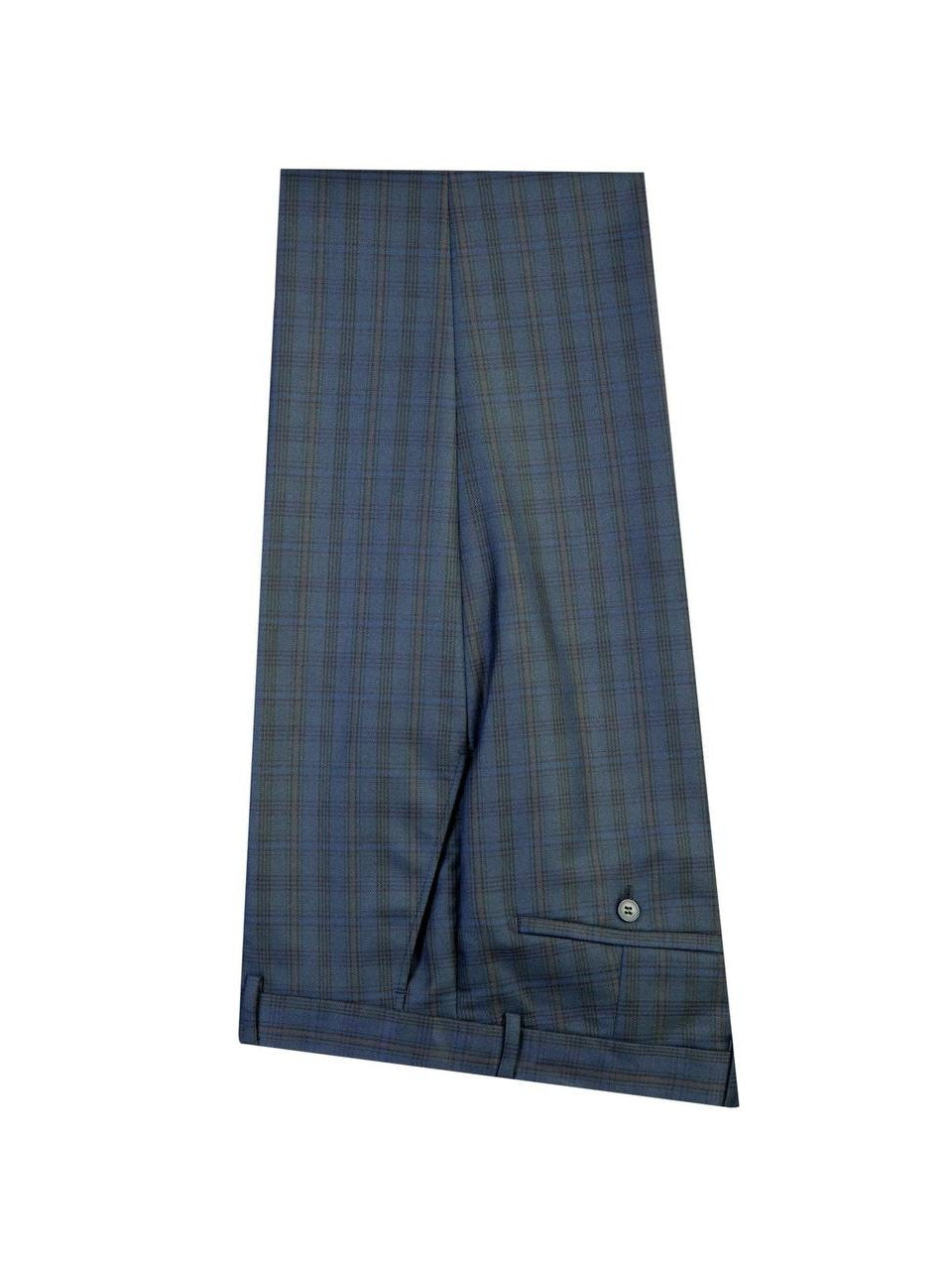 Men’s Dark Blue Plaid Peak Lapel Double-Breasted Prom Suit