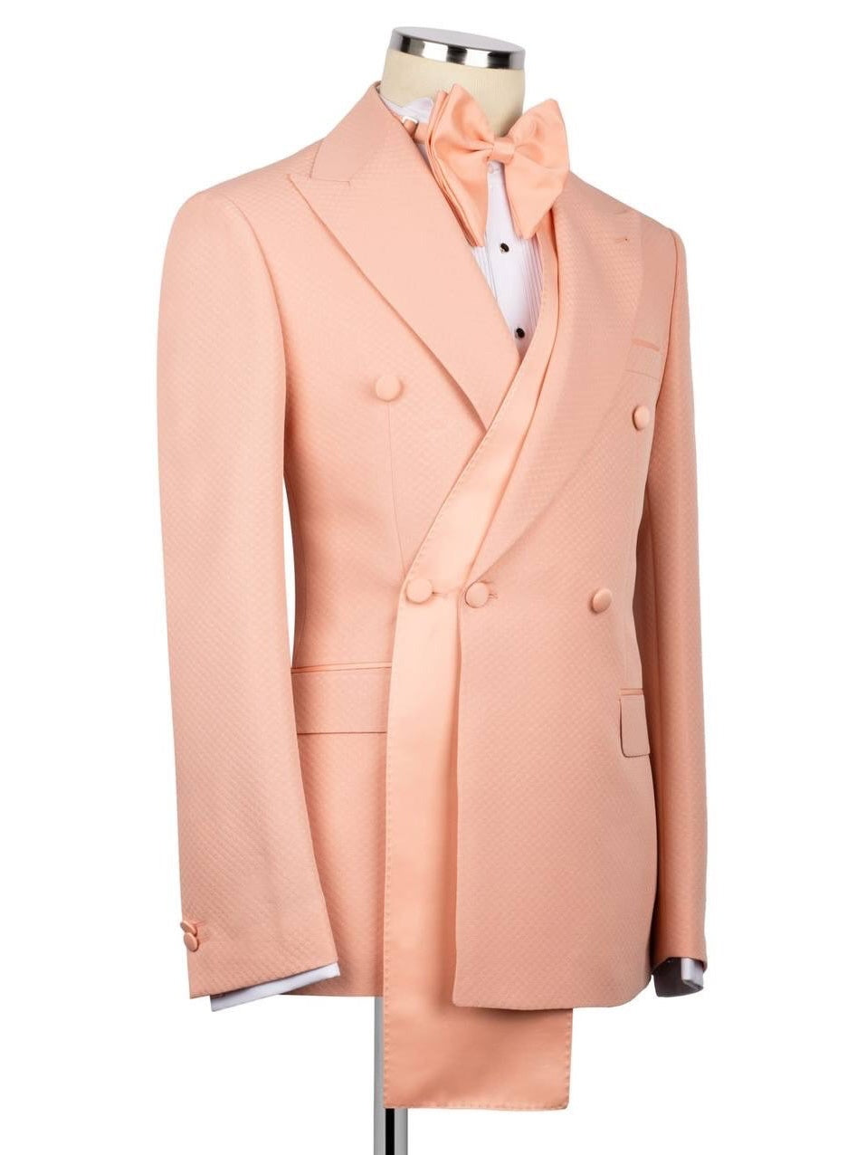 Men’s Formal Pink Suit – Double Breasted Tuxedo for Prom & Wedding
