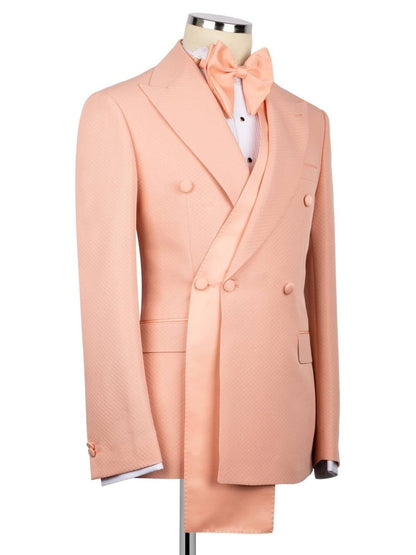Men’s Formal Pink Suit – Double Breasted Tuxedo for Prom & Wedding