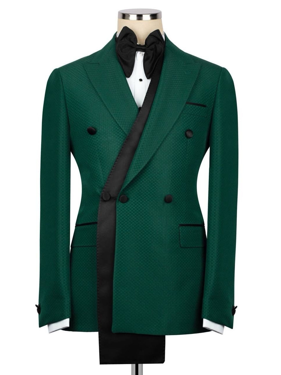 Men’s Formal Dark Green Suit – Double Breasted Tuxedo for Prom & Wedding