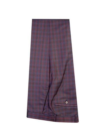 Men’s Red Check Peak Lapel Double-Breasted Formal Suit