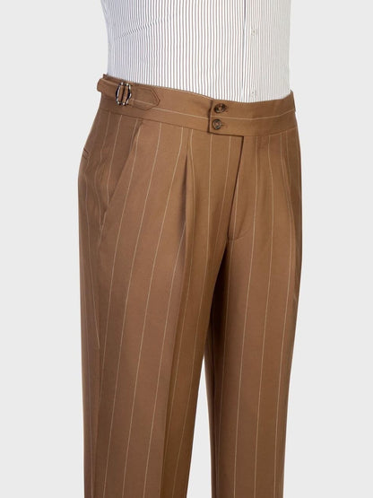 Brown Striped 2-button 3-Piece Business Suit for Men
