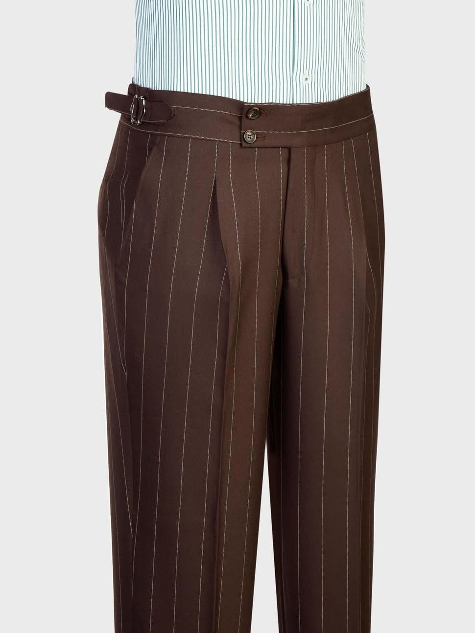 Dark Brown Striped 2-button 3-Piece Business Suit for Men