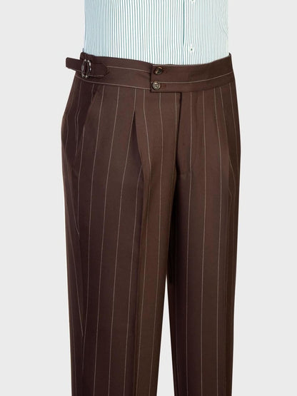 Dark Brown Striped 2-button 3-Piece Business Suit for Men