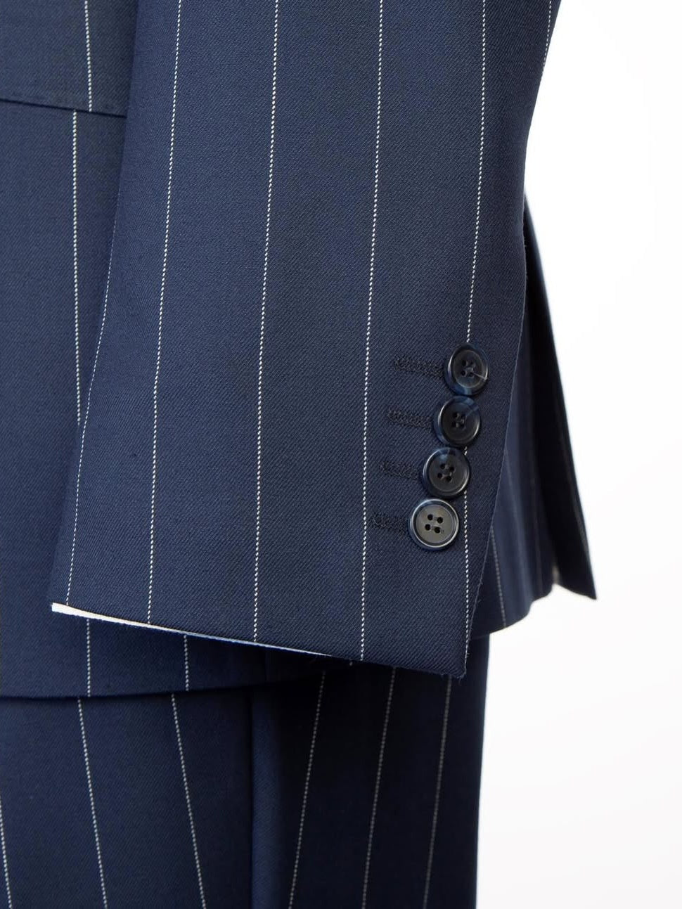Dark Blue Striped 2-button 3-Piece Business Suit for Men